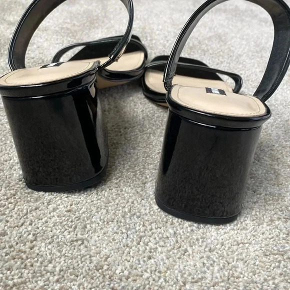 Nine West Galvan Block Sandals Heels Black Patent Leather Open Toe Size 10.5 - Picture 10 of 12